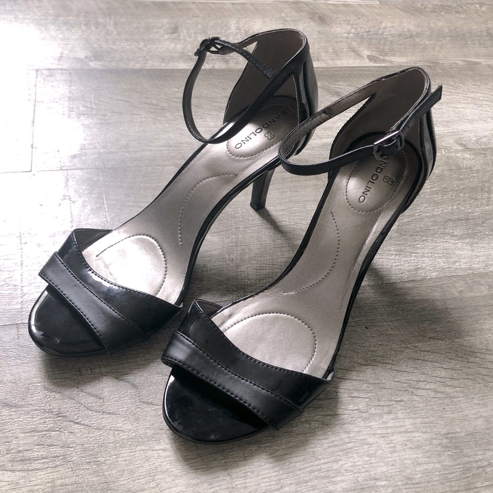 Bandolino Minimal Black High Heels Dress Sandals with Ankle Strap